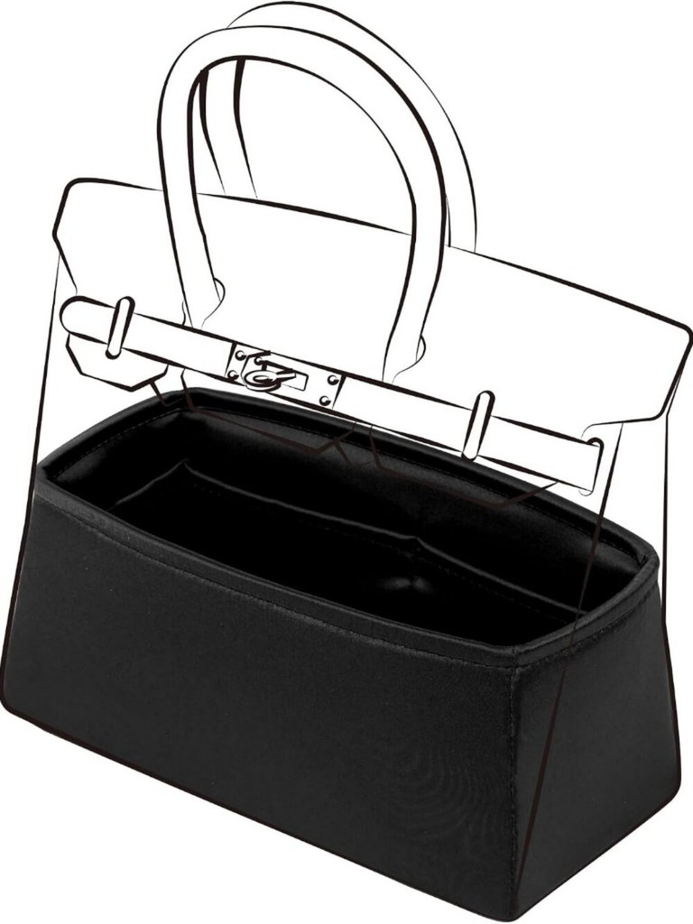 Silk Purse Organizer Insert for Handbags - Perfect for Birkin Bag, Black